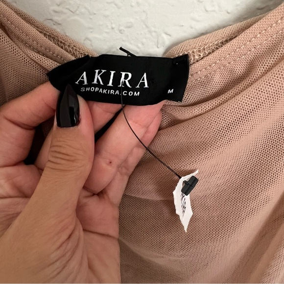 NWT Akira Tan Ruched Maxi Sheer Cocktail Dress Size M Side Slit Night Out Party - Picture 2 of 3